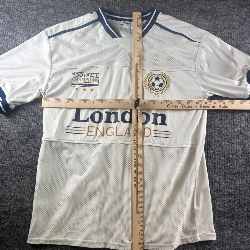 Manifest Offline London England Soccer Jersey White Navy Gold Mens Small TK5357 - Picture 11 of 11